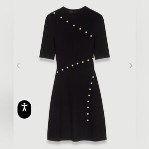 Maje Black Mini Dress with White Accents